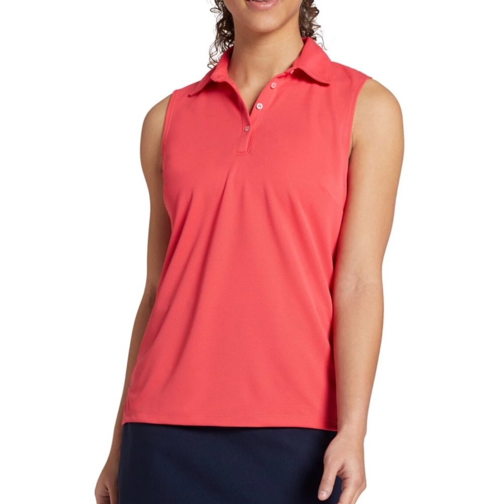 Lady Hagen Sleeveless Polo Golf Top Watermelon Red Button Up Size XS NWT